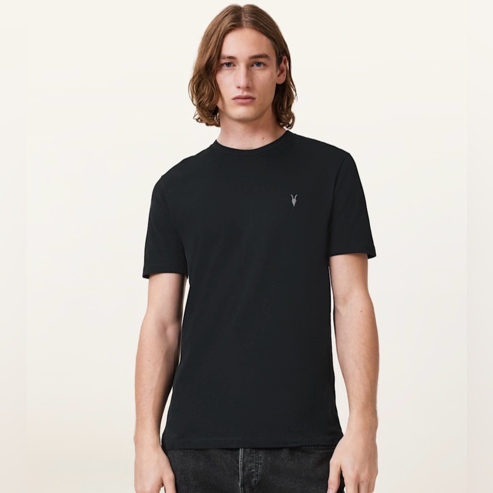 AllSaints Men's Brace T-Shirt Short Sleeve Crew Brushed Organic Cotton Medium‎